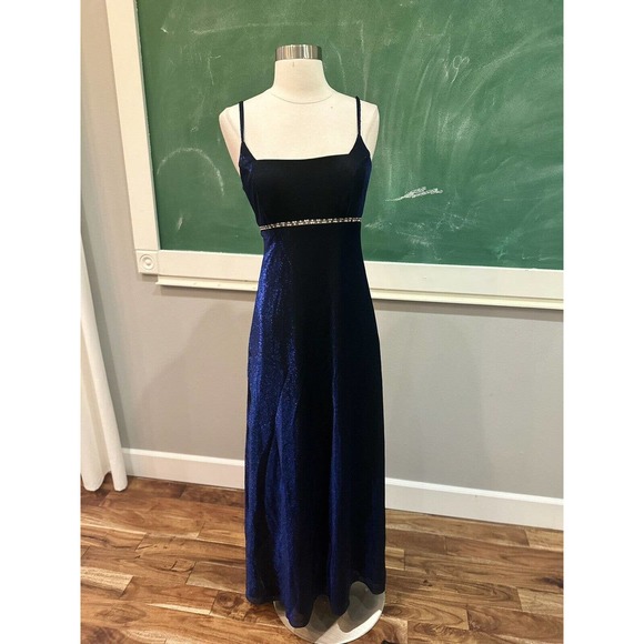90s Vintage Betsey and Adam iridescent blue dress formal/ prom womens size 6 - Picture 3 of 8